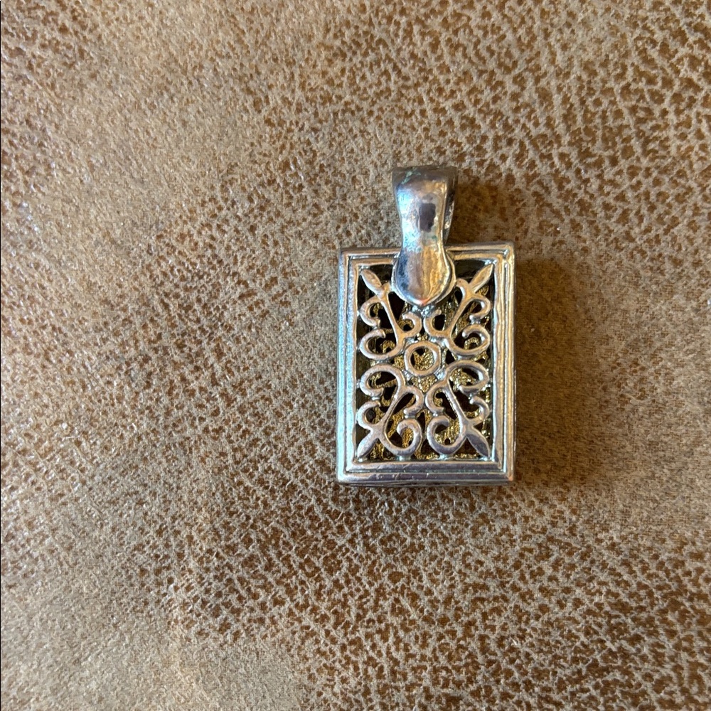 Reversible Rectangular Filigree Locket Or Pendant… - image 2